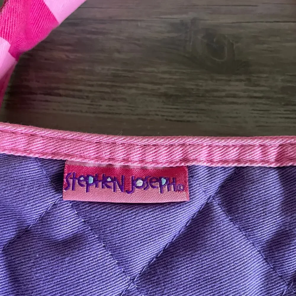 Stephen Joseph Quilted Purse Butterfly Design Embroidered Cotton Pink Purple Bag